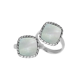 Sterling Silver Cushion Shape Textured Statement Ring With Mother Of Pearl